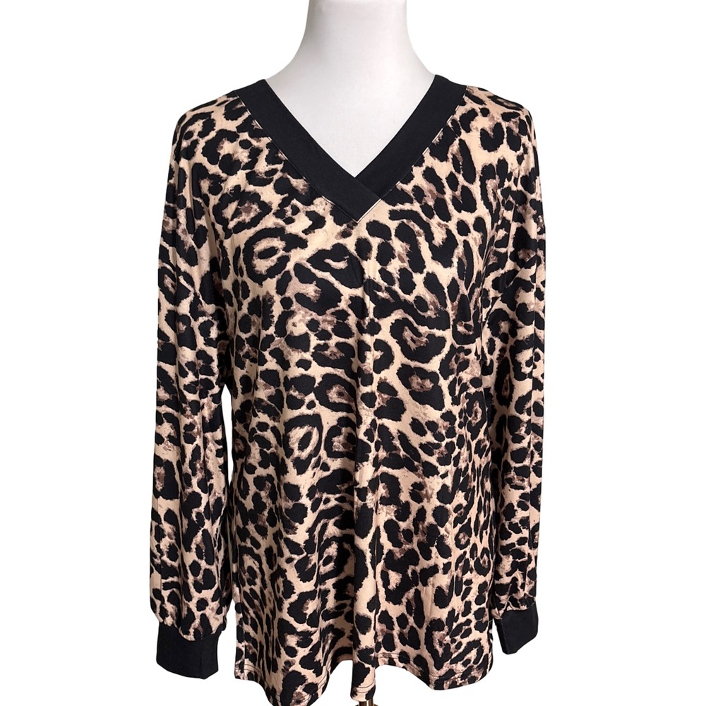Wiholl Leopard Print V-Neck Blouse